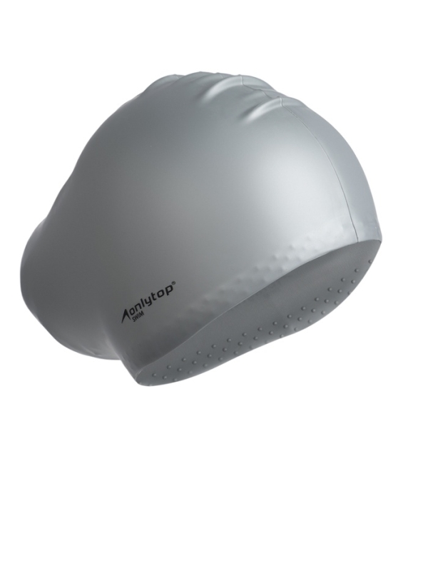 Шапочка для плавания силиконовая для длинных волос, цвет серый