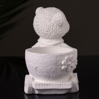 Кашпо "Медведица с тележкой" 10х10х6 см, натуральный