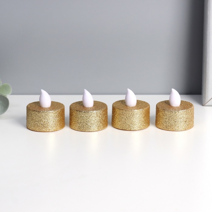 Светодиодные свечи, ночники LED RISALUX &laquo;Для волшебных моментов&raquo; набор 4 шт., золото блёстки, RGB