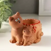 Подставка для мелочей &laquo;Кошка с котенком&raquo; 8&times;9&times;6 см, охра, гипс