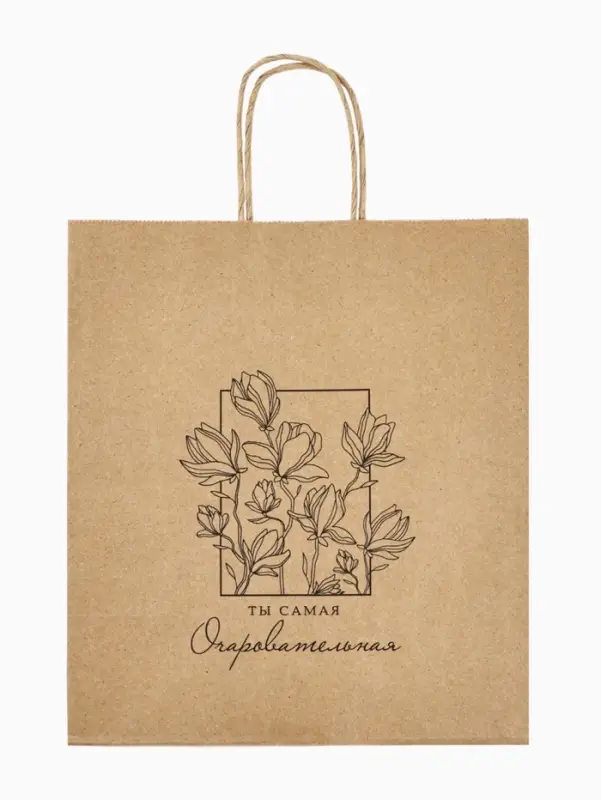 Пакет подарочный крафтовый &laquo;Цветочный&raquo; 22 х 25 х 12 см