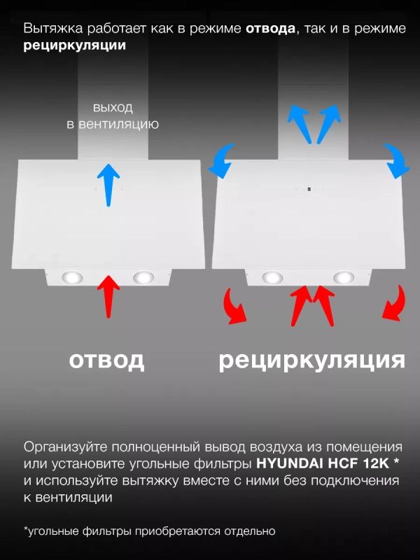 Вытяжка каминная HGH 6840 WG белый