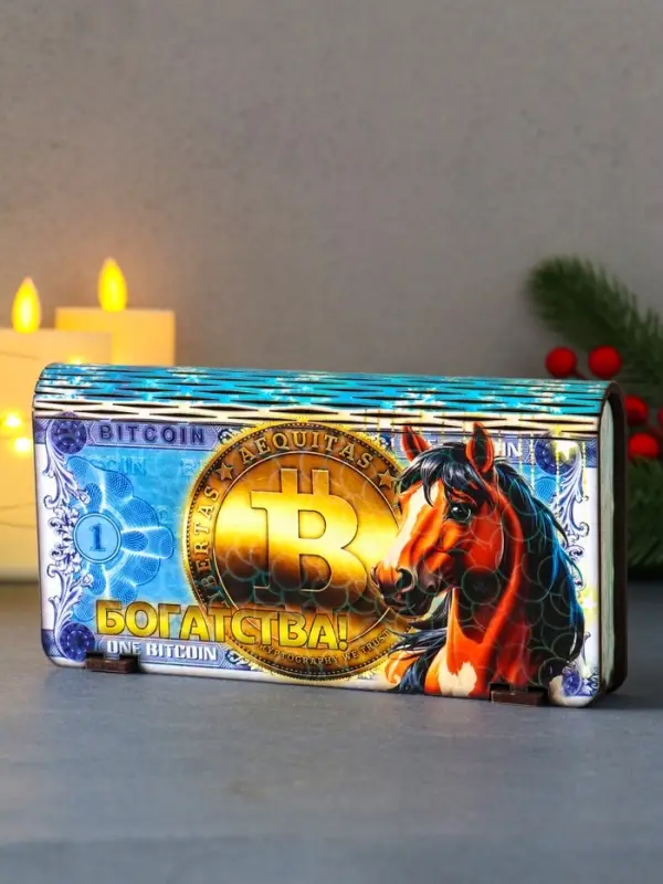Купюрница новогодняя Биткоин "Богатства" 18х9,5х3,5 см