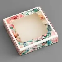 Коробка подарочная сборная с окном, упаковка, &laquo;С любовью&raquo;, 13&times;13&times;3 см