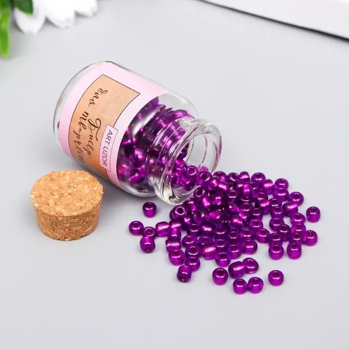 Бисер круглый 6/0 в бутылочке "Фиолетовый" прозрачно-цветной 20 гр