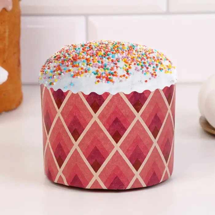 Формы бумажные для кекса, маффинов и кулича "Геометрия" 110х85 мм, МИКС (фасовка 1900 шт)