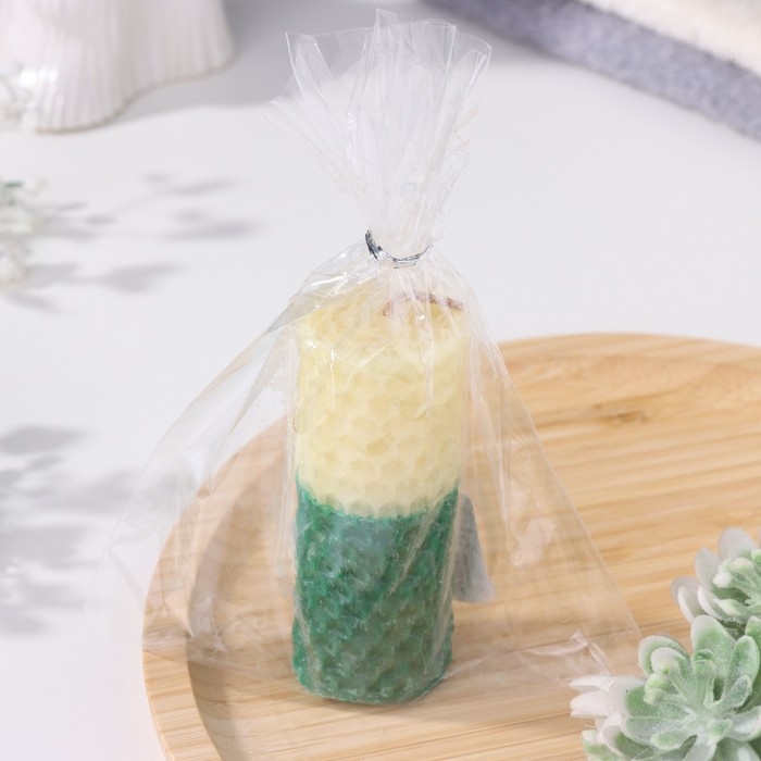 Свеча из вощины, медово-зеленые, 8 см