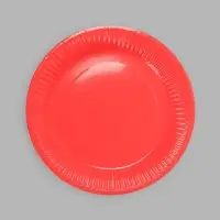 Тарелка одноразовая бумажная однотонная, красная, 18 см