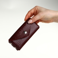 Ключница карманная на кнопке TEXTURA, длина 15 см, кольцо, цвет бордовый