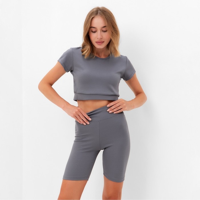 Костюм женский MINAKU (топ,велосипедки), цвет графит, р-р 44 Костюм женский MINAKU (топ,велосипедки), цвет графит, р-р 44