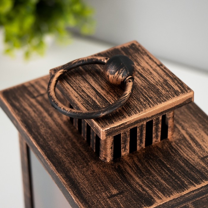 Ночник "Камин" LED от батареек 3хАА USB черный с медной патиной 12х14,5х26,5 см