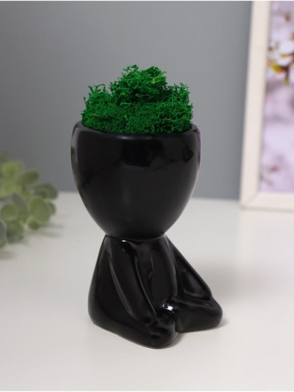 Кашпо керамика "Мистер Грин йог" 11,5*7*8 см черный