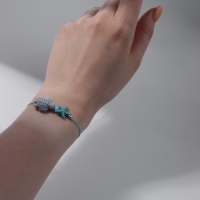 Браслет ассорти на нити &laquo;Черепашка&raquo; звезда, серый в серебре