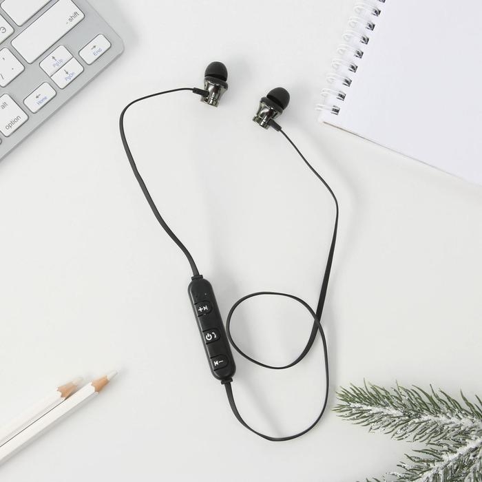 Беспроводные магнитные наушники с микрофоном &laquo;Санта&raquo;, на Новый Год, длина провода 57,5 см.