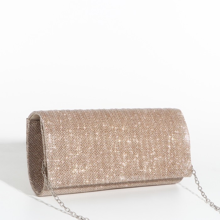 Клатч на магните, длинная цепочка, цвет золотистый
