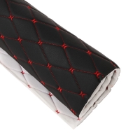 Обшивка салона авто 100&times;160&times;0,7 см, кожзам/поролон, ромб, красная строчка