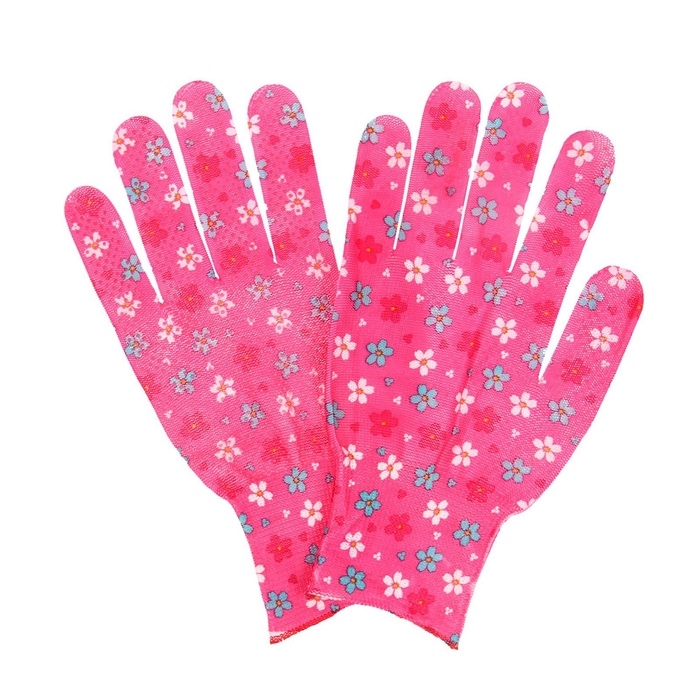 Перчатки нейлоновые, с ПВХ точками, размер 8, МИКС, &laquo;Цветы&raquo;, Greengo