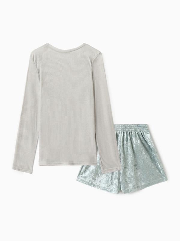 Комплект женский (лонгслив и шорты) KAFTAN "Бархат", 44-46, мята