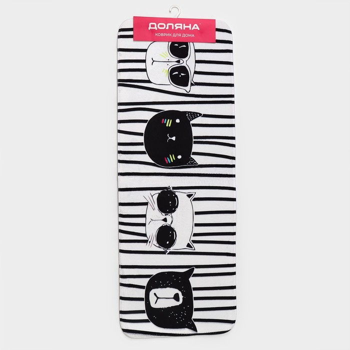 Коврик для ванной и туалета Доляна &laquo;Коты&raquo;, 45&times;120 см