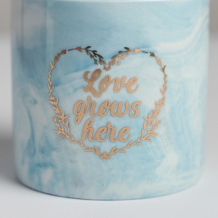 Горшок для цветов керамический с тиснением, кашпо &laquo;Расти&raquo;, 8 х 7,5 см