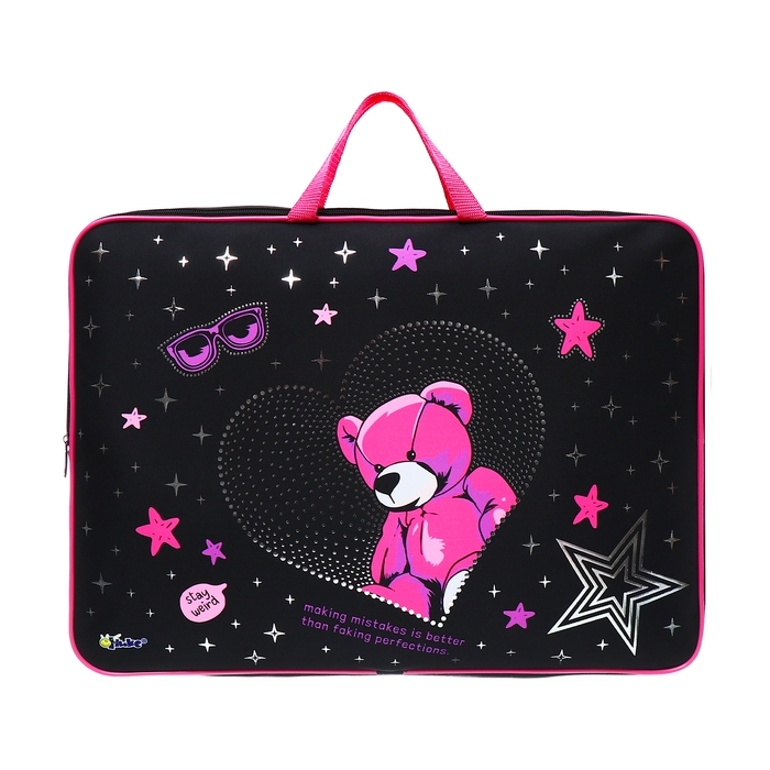 Папка А3 с ручками текстиль 75 мм 475*345 мм ПМД 3-22-4 дев Яркий мишка (тесьма) фоль 72964 Папка А3 с ручками текстиль 75 мм 475*345 мм ПМД 3-22-4 дев Яркий мишка (тесьма) фоль 72964