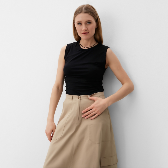 Майка женская MINAKU: Basic line цвет черный, р-р 44 Майка женская MINAKU: Basic line цвет черный, р-р 44