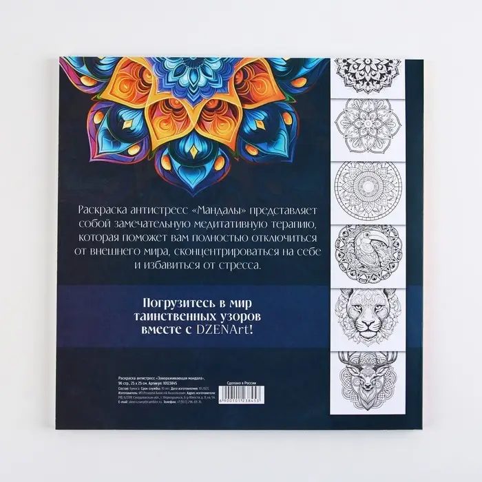 Раскраска-антистресс "Завораживающая мандала", 96 стр. 25х25 см.