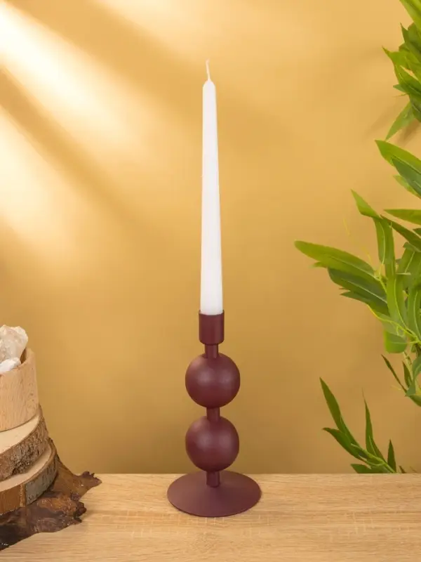 Подсвечник на 1 свечу "Баклажан" с 2 сферами 8,5х8,5х18 см