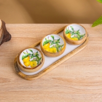 Набор розеток на подносе "Лимоны" (3 шт) дерево манго 33,5х13х6,5 см