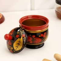 Солонка &laquo;Ягодка&raquo;, с крышкой, большая, 10&times;8 см, хохлома