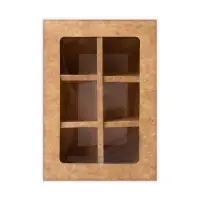 Коробка для 6 конфет с окном, крафт, 13.7&times;9.85&times;3.85 см
