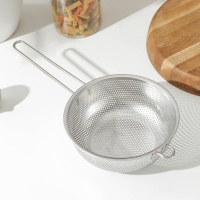 Дуршлаг &laquo;Марко&raquo;, d=19 см, 37,5 х19,5 х 7 см, длинная ручка, нержавеющая сталь, хромированный