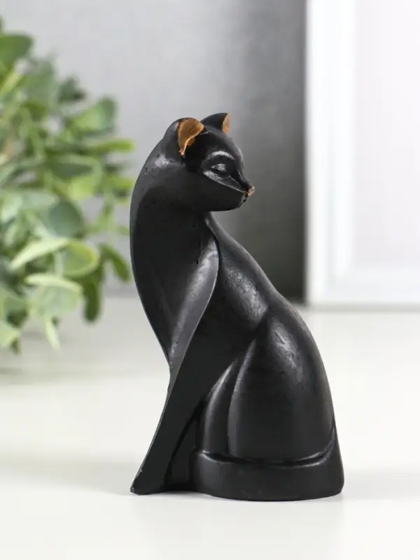 Фигура гипс "Кошка геометрия", 11х6 см, черный