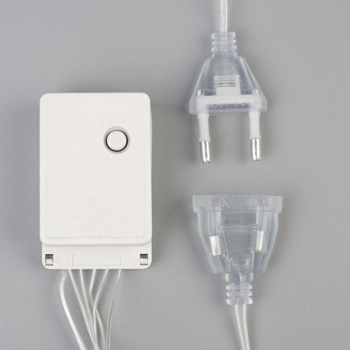 Гирлянда &laquo;Занавес&raquo; 3 &times; 1.4 м с насадками &laquo;Перья&raquo;, IP20, прозрачная нить, 80 LED, свечение белое, 8 режимов, 220 В