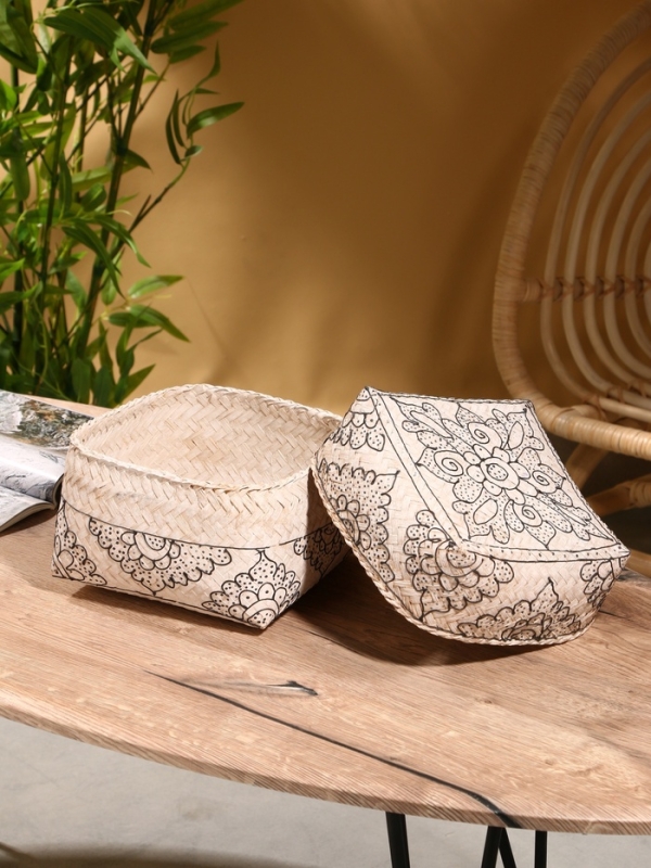 Корзинка плетеная "Бонтанг" бамбук 19х19х14 см, светлая