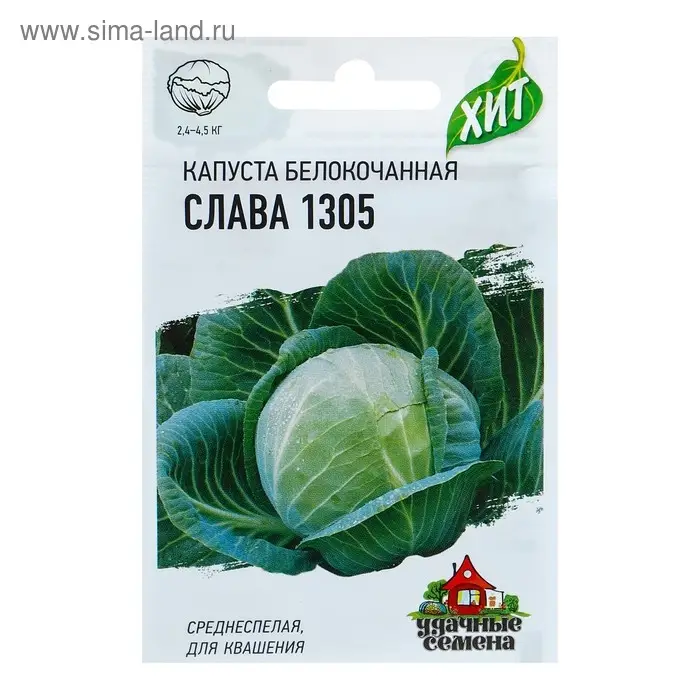 Семена Капуста белокочанная "Слава 1305", для квашения, 0,1 г  серия ХИТ х3