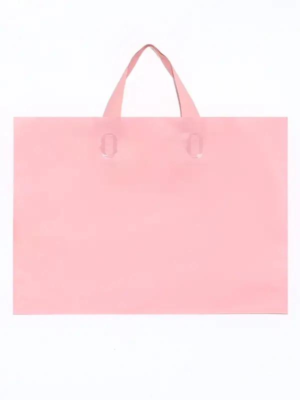 Пакет с петлевой ручкой розовый 35 х 25 х 8 см 80 мкм