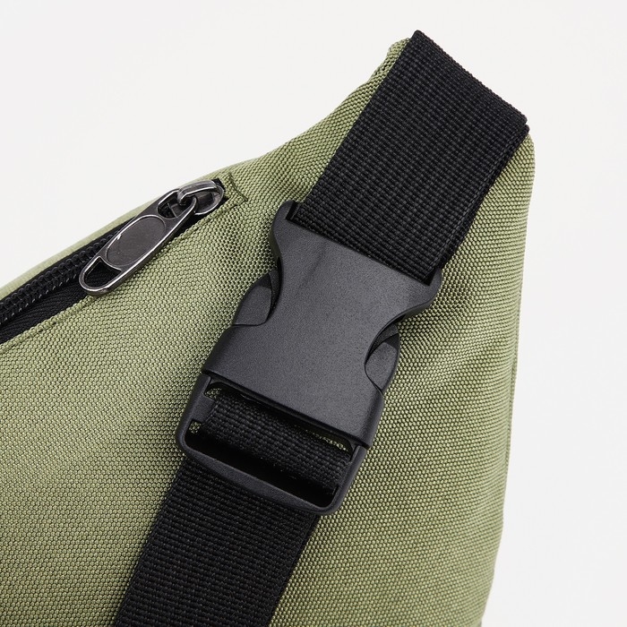 Поясная сумка на молнии, наружный карман, цвет хаки Поясная сумка на молнии, наружный карман, цвет хаки