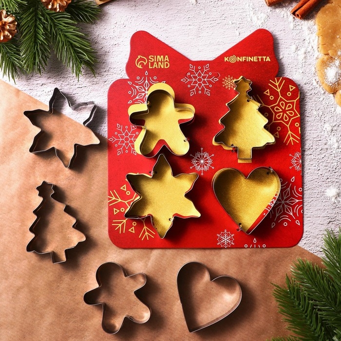 Новый год. Набор форм для печенья &laquo;Классика&raquo;, металл, 4 шт