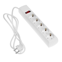 Сетевой фильтр Юнивольт, 5 гнезд, 1.5 м, 10 А, 2200 Вт, с з/к, белый