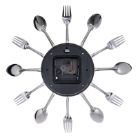 Часы настенные, серия: Кухня, "Столовые приборы", дискретный ход, d-31 см, циферблат 13.5 см