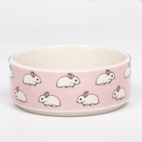 Миска керамическая "Кролики" 200мл, 10,5 х 4 см, розовая