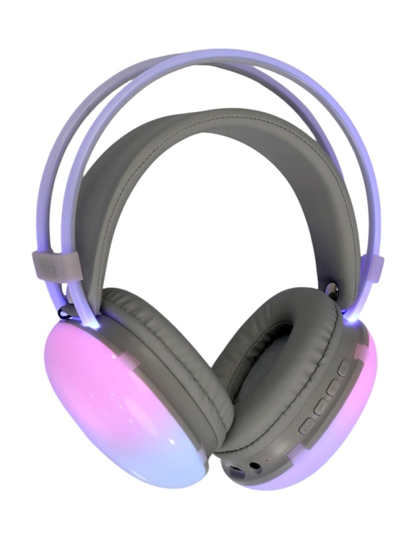 Наушники полноразмерные Mybit W-33, RGB подсветка, BT5.3, 800 мАч, Type-C, белые