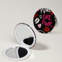 Зеркало складное круг (2) c/увел d7,3см GRL PWR черный пласт пакет QF