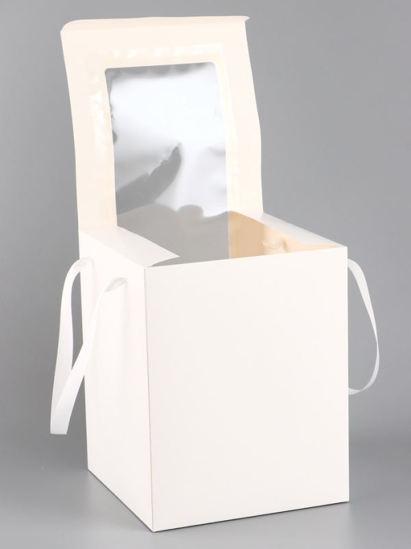 Коробка для цветов, 20 х 20 х 25 см, белая