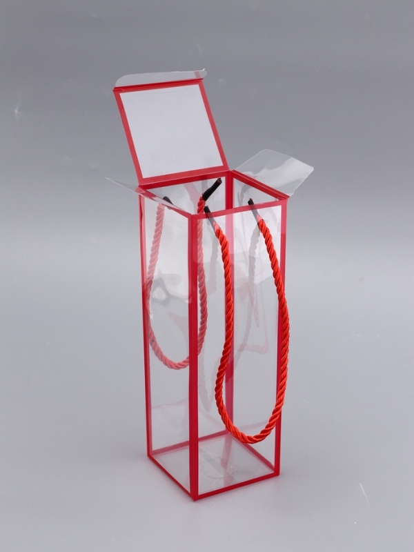 Коробка из PET с ручками, красная, 7 х 7 х 21 см