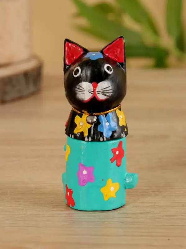 Сувенир "Кот в кастрюльке" дерево 4х4х10 см