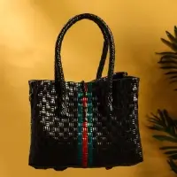 Сумка плетёная пластиковая 23х11х30 см, цв. чёрный