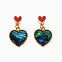 Серьги «Галиотис» сердце, цвет зелёный в золоте Серьги «Галиотис» сердце, цвет зелёный в золоте