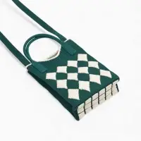 Сумка подр Ромбы, 12*4*17, отд на кнопке, дл ремень, зеленый